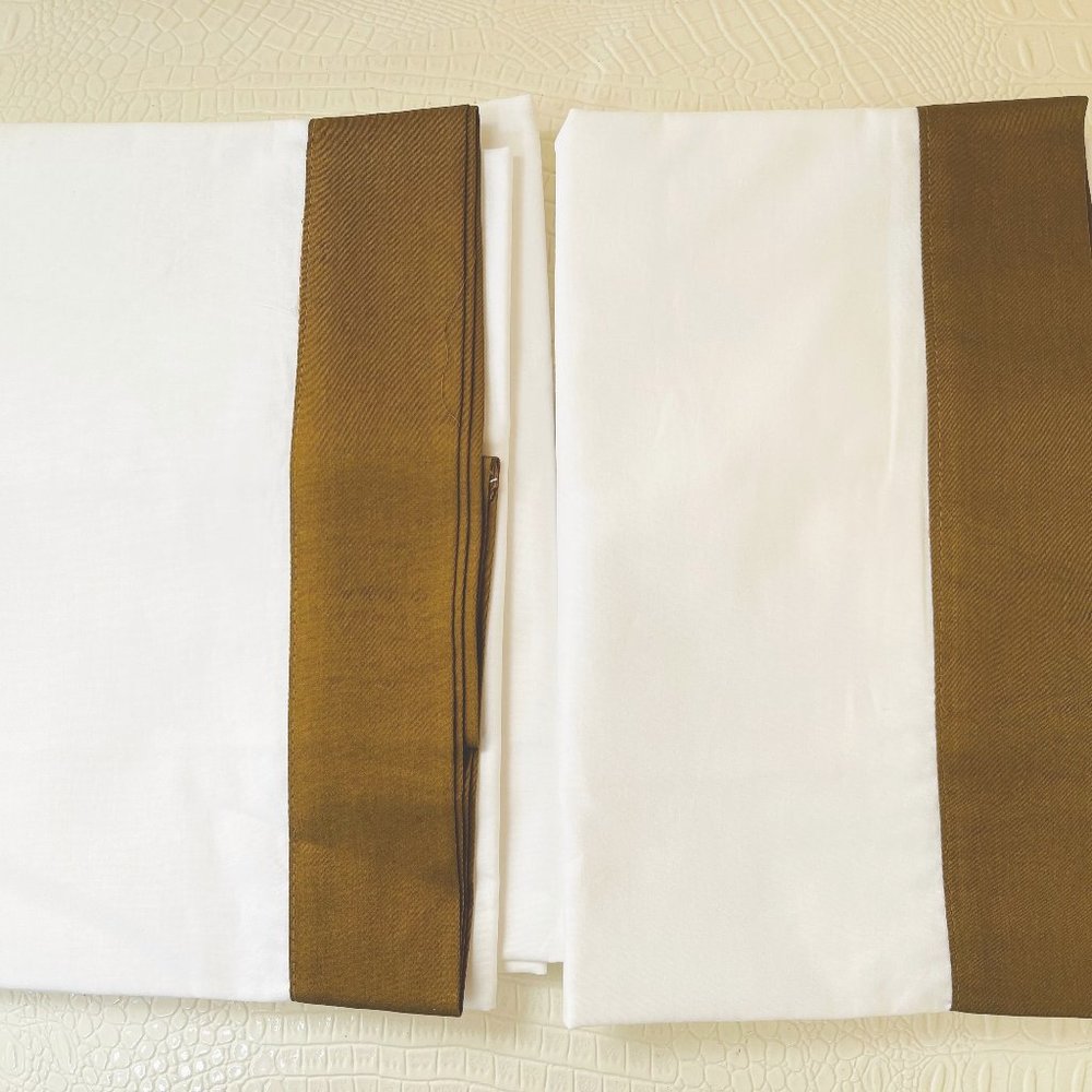 RH Restoration Hardware ITALY 2x Bold Border King Pillowcases 20x40" 100%Cotton